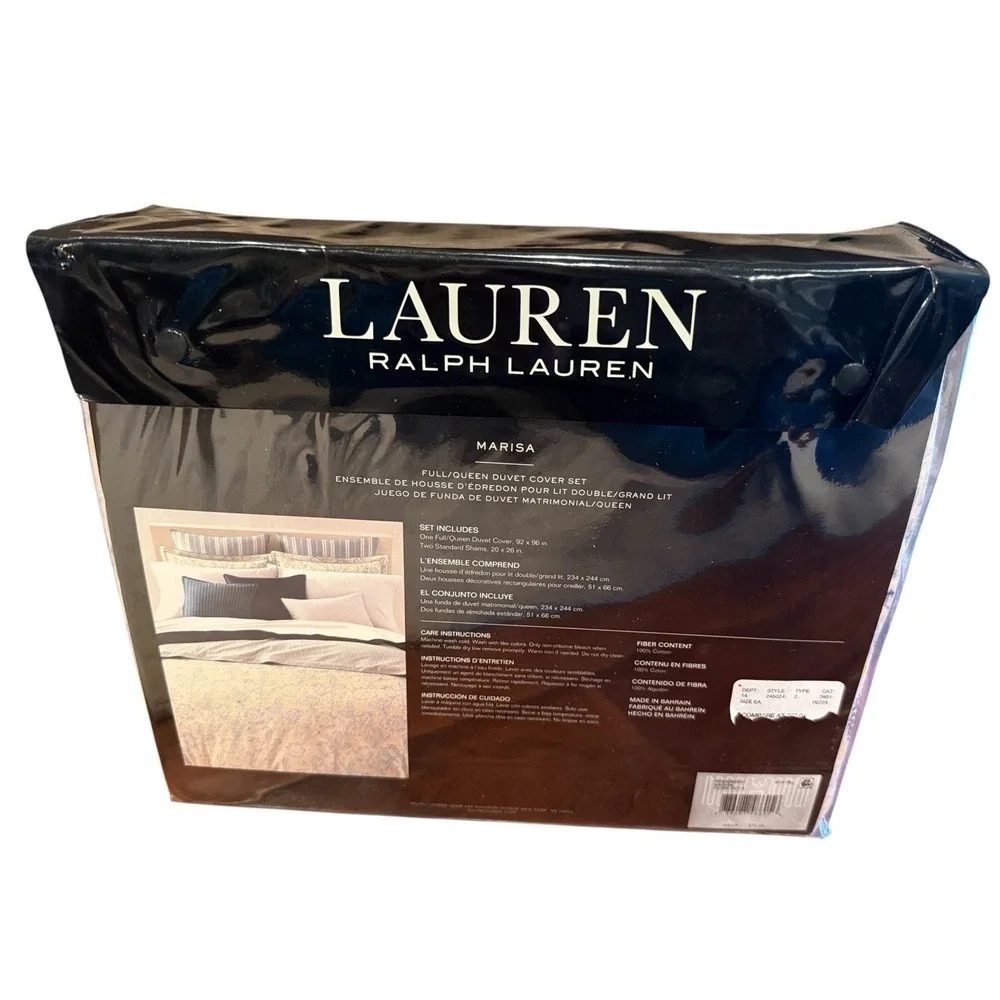 RALPH LAUREN Marisa Blue/Yellow Paisley Full/Queen Duvet SET Cotton 3 pc NWT